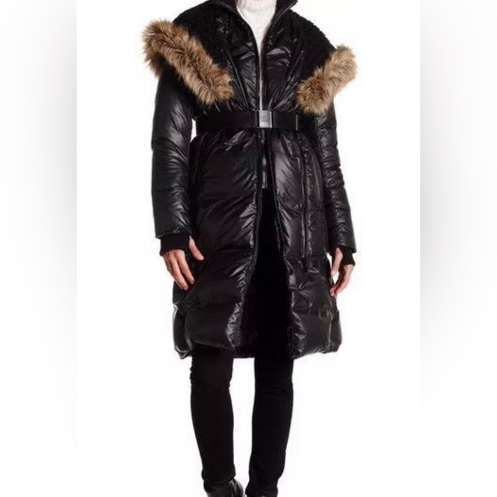 Brand New Rudsak Jasmine Belted Down Jacket w Fur